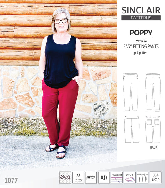 Poppy easy fitting pants with pockets for woven fabrics (PDF sewing  pattern) - Sinclair Patterns