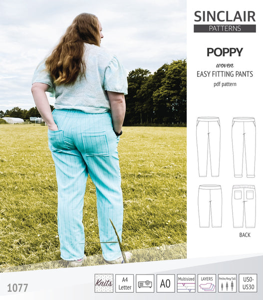 Beginner PDF Wide Leg Pants Sewing Pattern, Instant Download U.S Size  0,2,4,6,8,10,12,14,16,18 A0,A4, U.S 