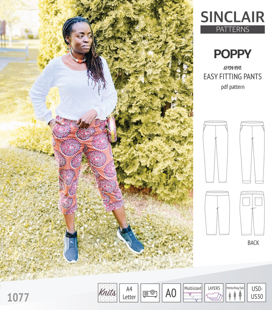 Poppy easy fitting pants with pockets for woven fabrics (PDF sewing ...