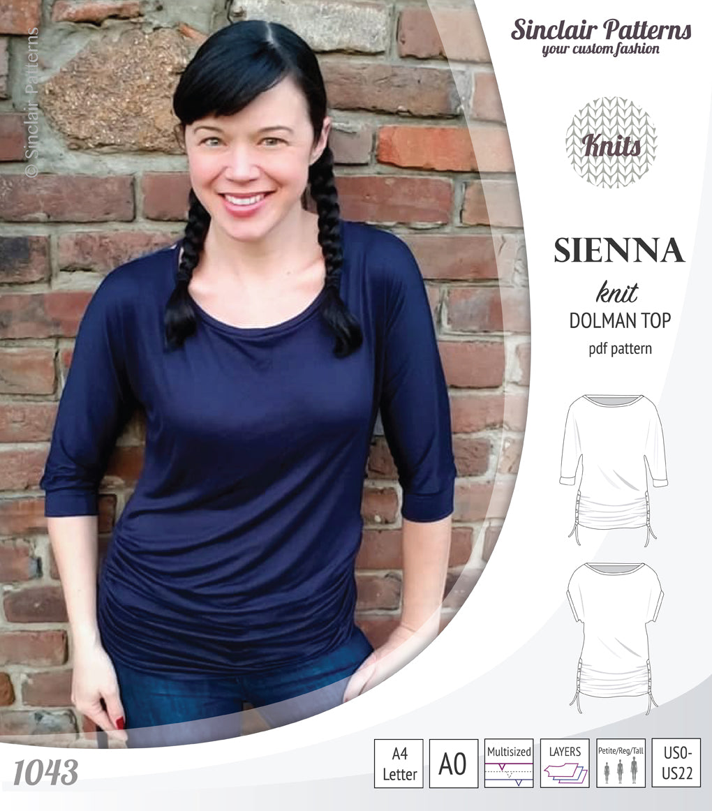 PDF Sewing pattern Sinclair Patterns S1043 Sienna drawstring dolman top