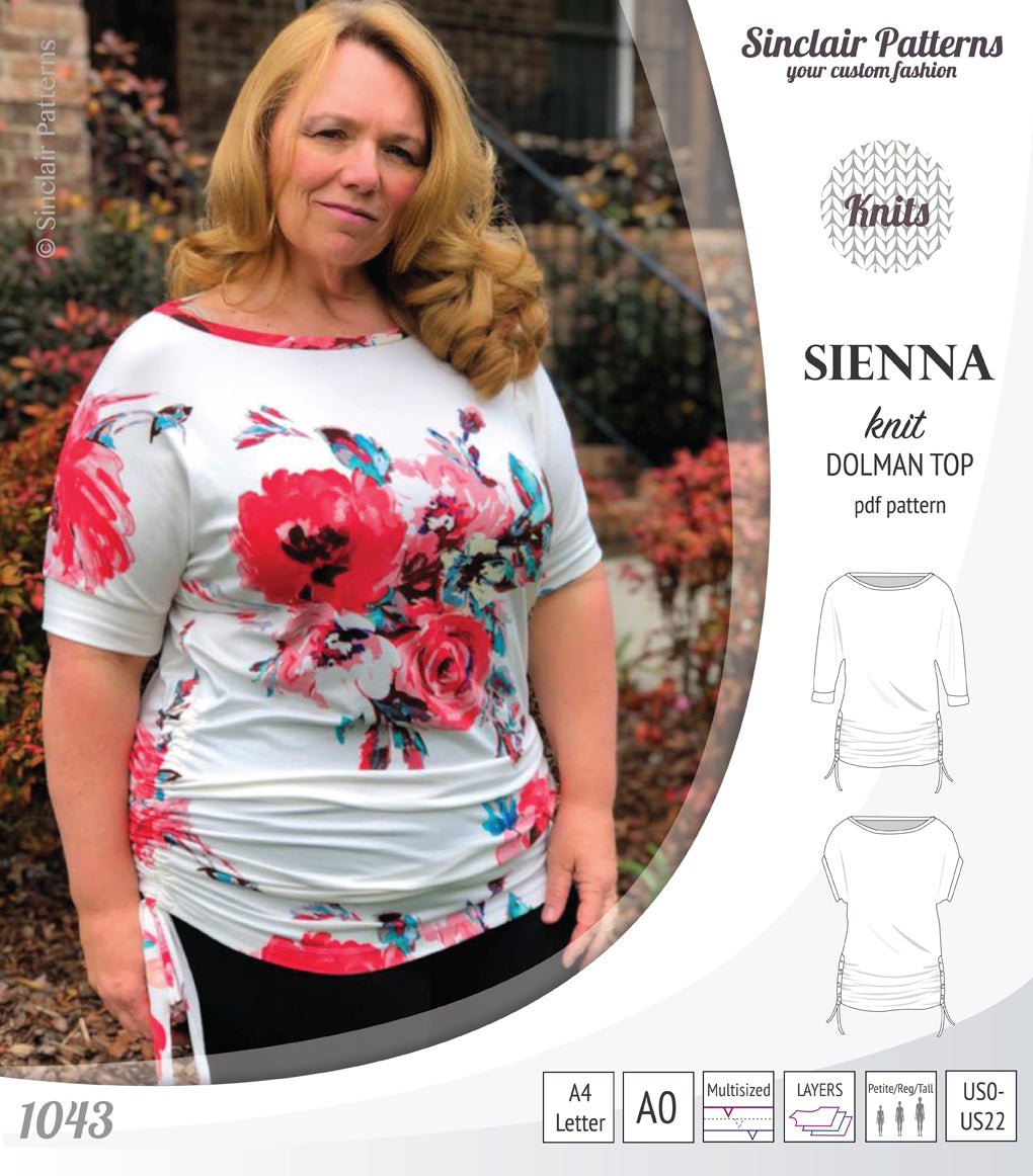PDF Sewing pattern Sinclair Patterns S1043 Sienna drawstring dolman top