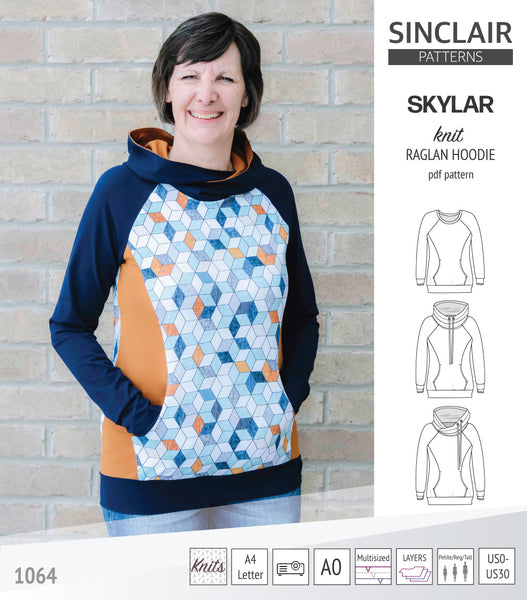 Skylar Women's Knit Raglan Hoodie Sewing Pattern Sale by Sinclair Patterns  - Seams Sew Lo