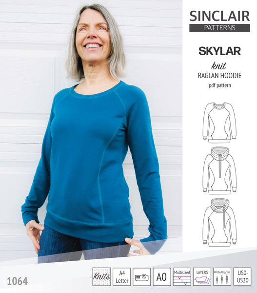Skylar knit raglan hoodie (PDF) - Sinclair Patterns