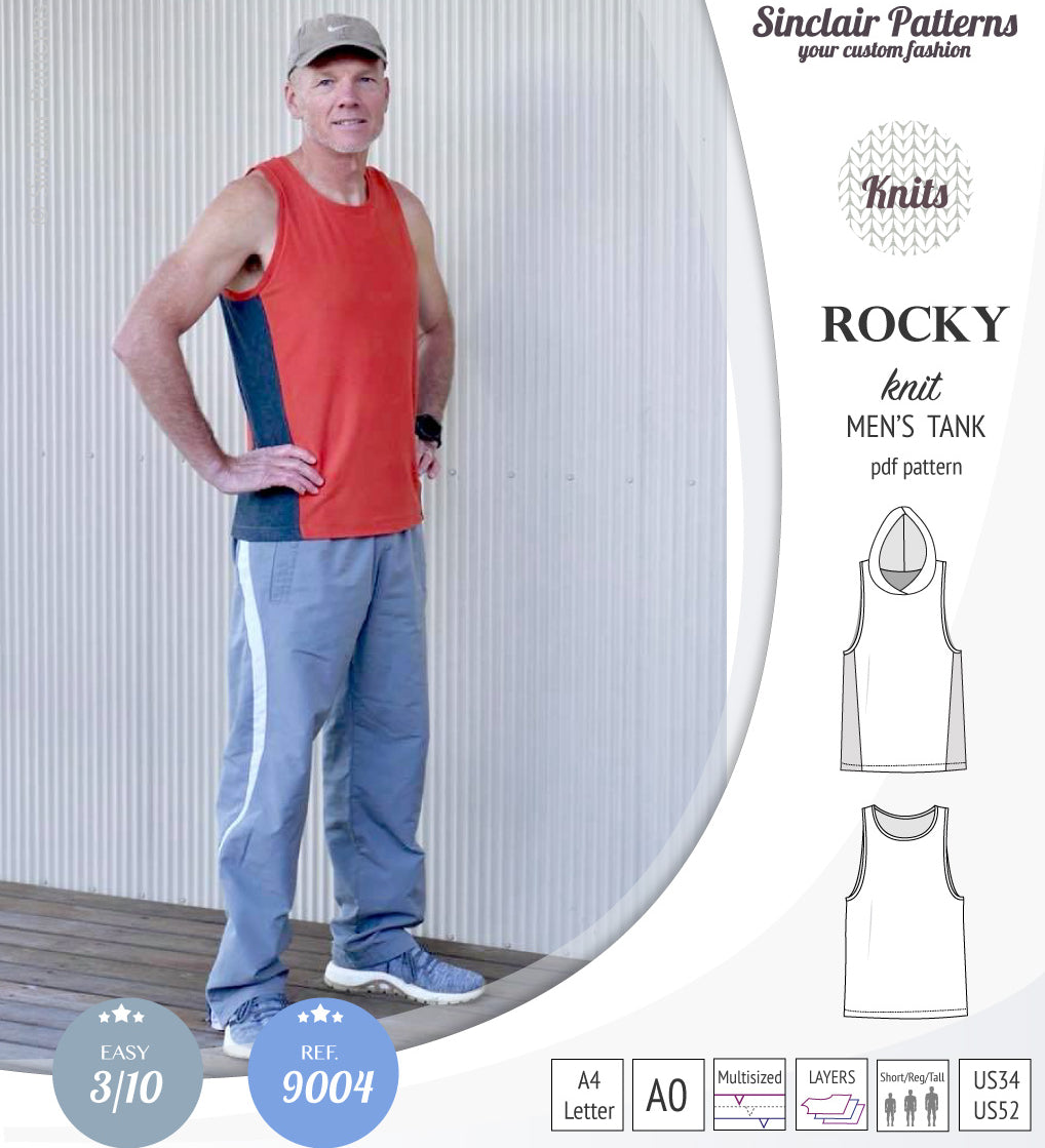 Sinclair Patterns 9004 Rocky knit tank for men pdf sewing pattern