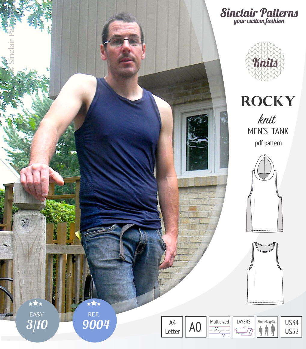 Sinclair Patterns 9004 Rocky knit tank for men pdf sewing pattern