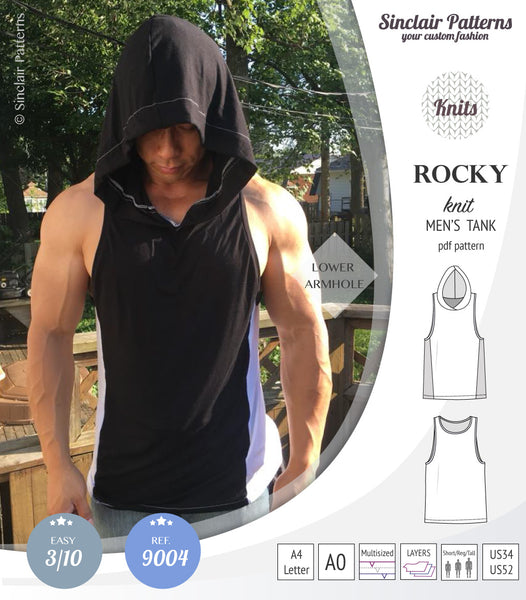 Rocky semi fitted knit tank with optional panels and a hood for