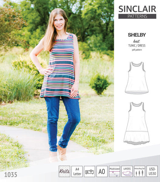 Shelby relaxed cut longline knit shell tunic and dress - Sinclair Patterns