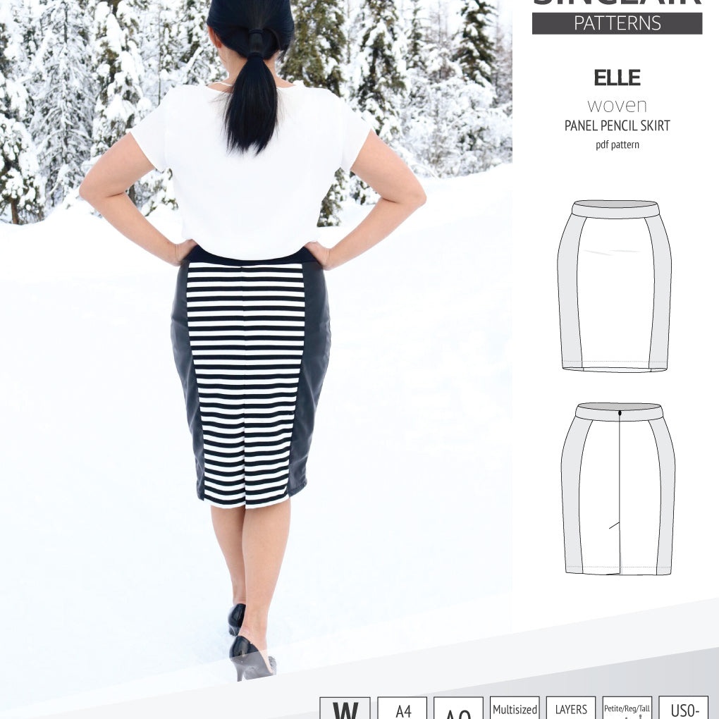 Pdf sewing pattern S1015 Elle panelled skirt Sinclair Patterns