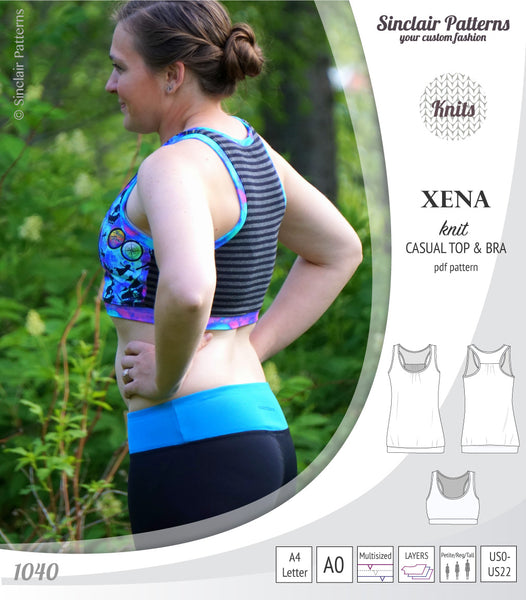 XYT Workout Top PDF Sewing Pattern for Exercise Gear Built in Bra