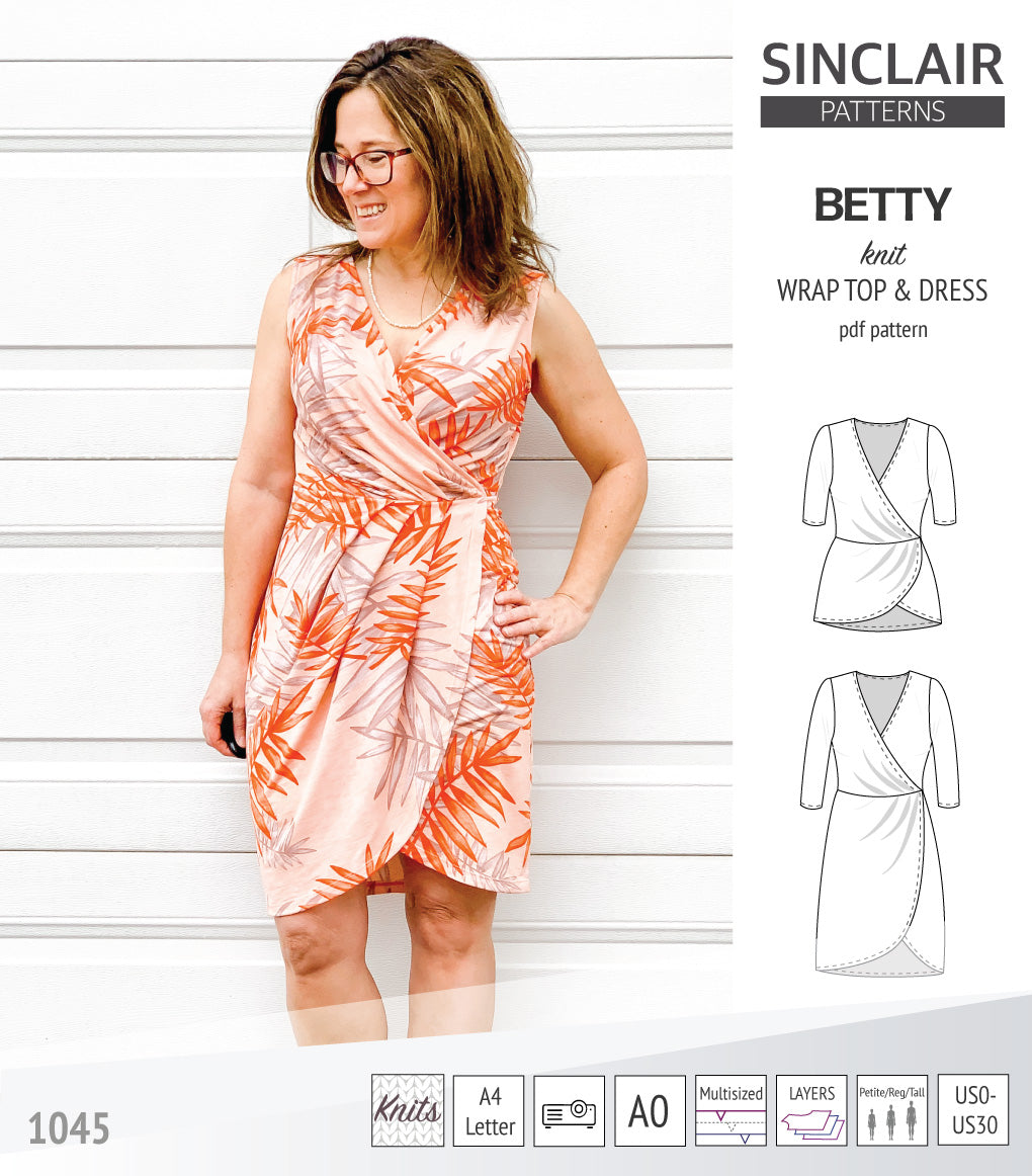 Betty faux wrap knit dress (PDF) Sinclair Patterns Betty faux wrap knit dress (PDF) Sinclair Patterns