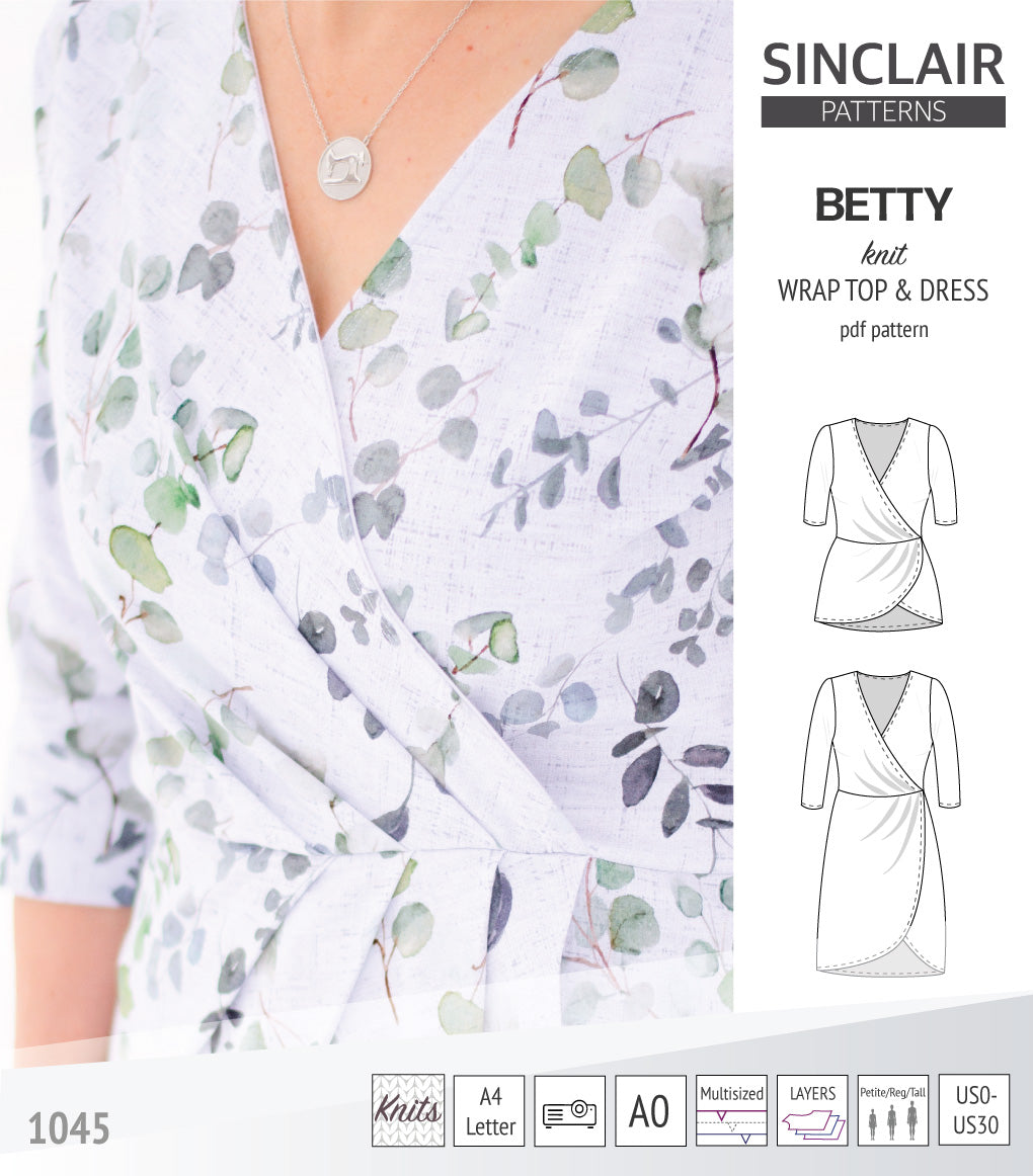 Betty faux wrap knit dress (PDF) Sinclair Patterns Betty faux wrap knit dress (PDF) Sinclair Patterns