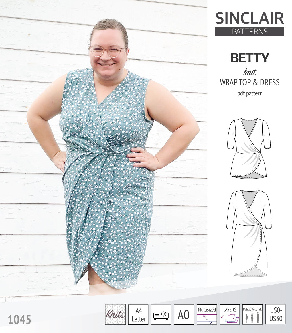 Betty faux wrap knit dress (PDF) Sinclair Patterns Betty faux wrap knit dress (PDF) Sinclair Patterns