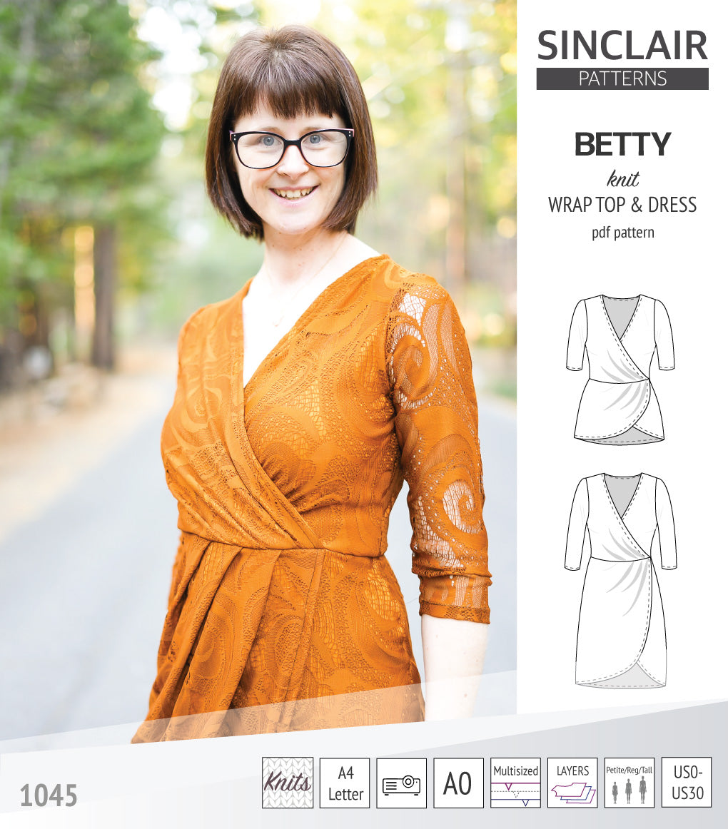Betty faux wrap knit dress (PDF) Sinclair Patterns Betty faux wrap knit dress (PDF) Sinclair Patterns