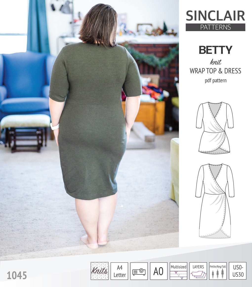 Betty faux wrap knit dress (PDF) Sinclair Patterns Betty faux wrap knit dress (PDF) Sinclair Patterns