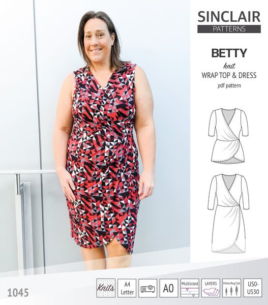 Betty faux wrap knit dress (PDF) - Sinclair Patterns