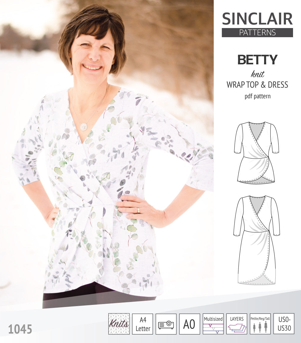 Betty faux wrap knit dress (PDF) Sinclair Patterns Betty faux wrap knit dress (PDF) Sinclair Patterns