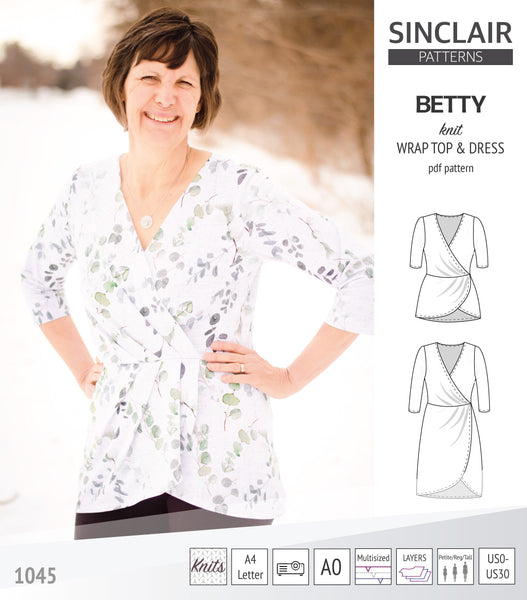Betty faux wrap knit dress (PDF) - Sinclair Patterns