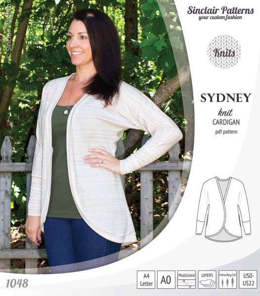 Sydney slim fit cocoon style knit cardigan(PDF) - Sinclair Patterns