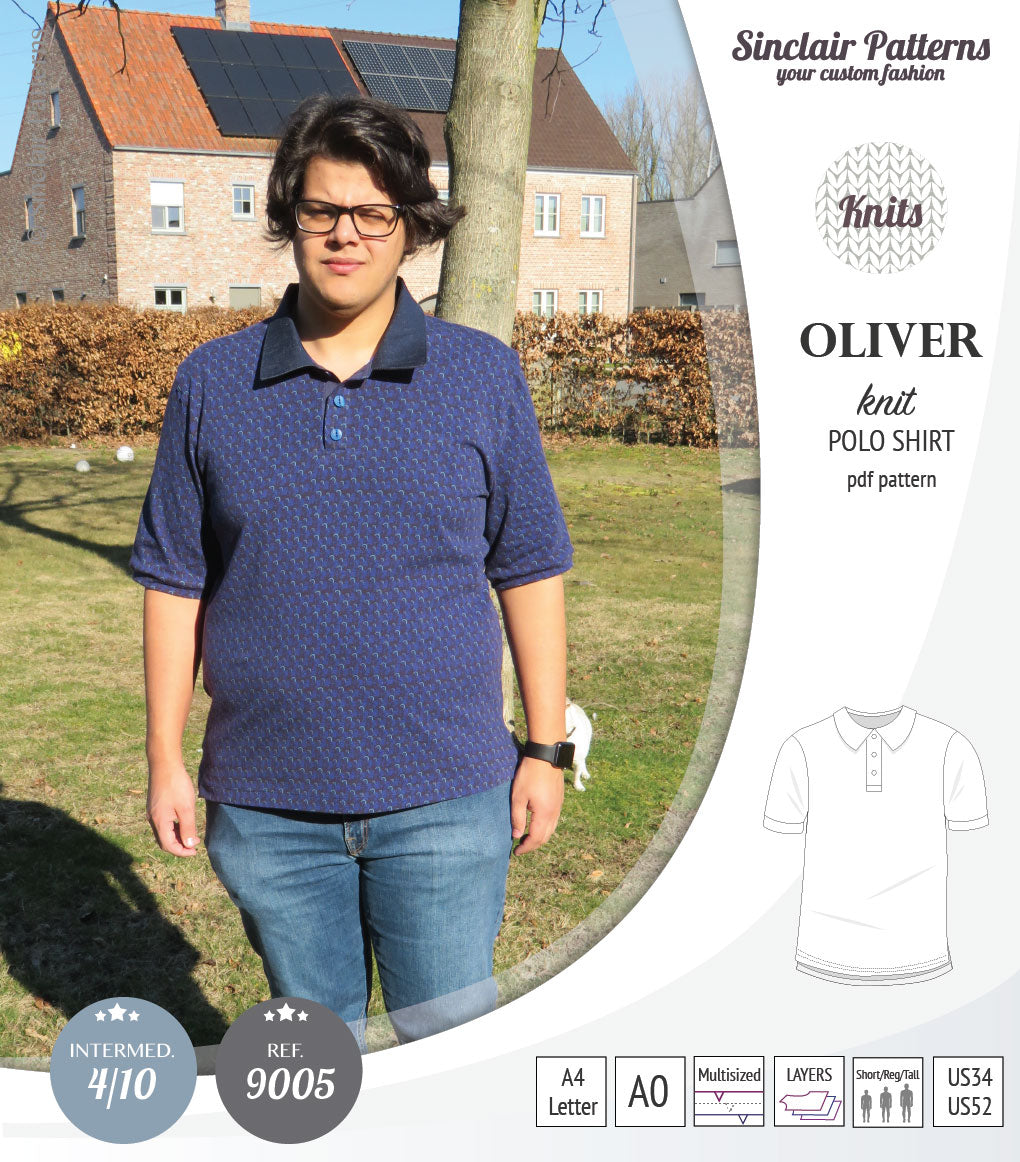 Oliver classic knit polo shirt for men (PDF) – Sinclair Patterns