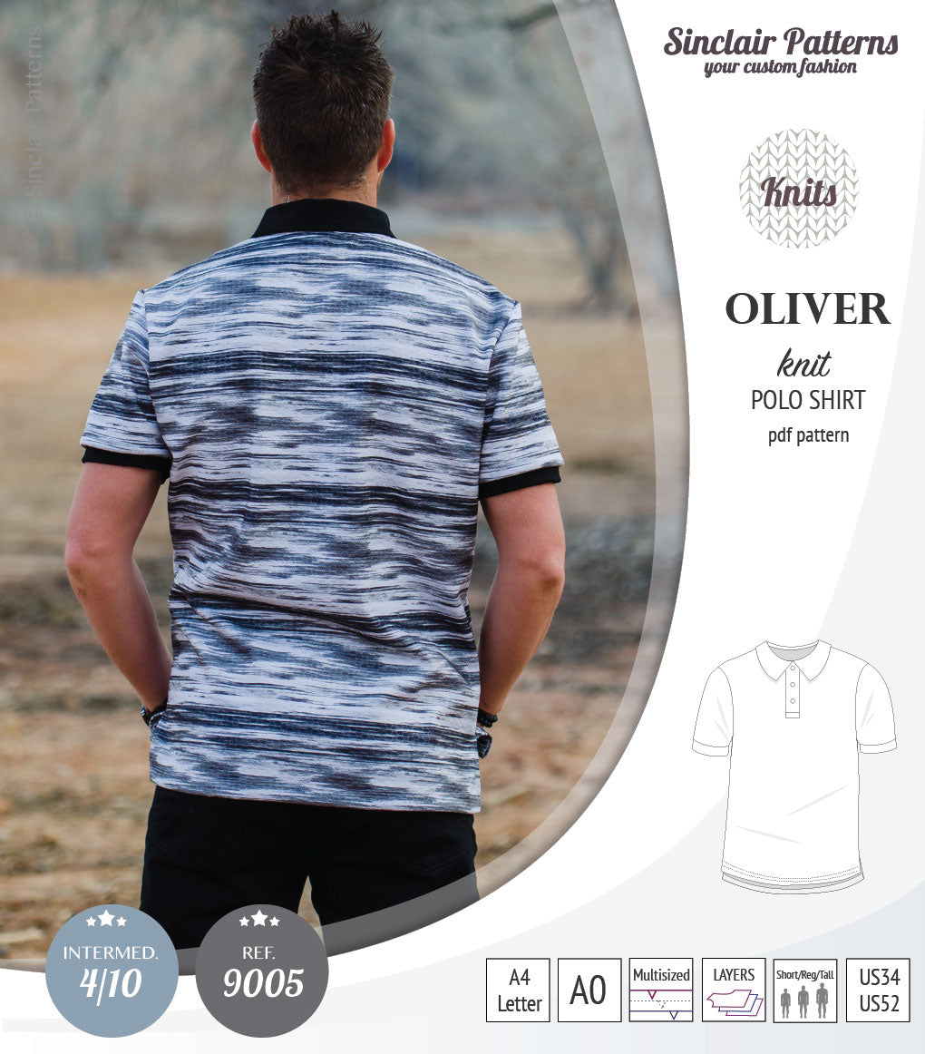 Oliver classic knit polo shirt for men (PDF) – Sinclair Patterns