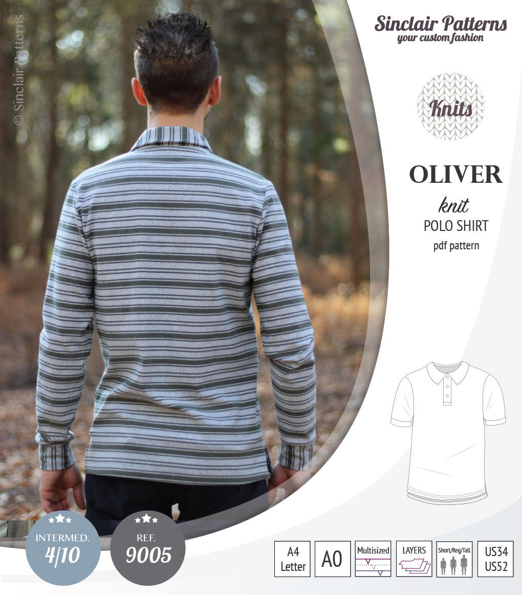 Oliver classic knit polo shirt for men (PDF) – Sinclair Patterns