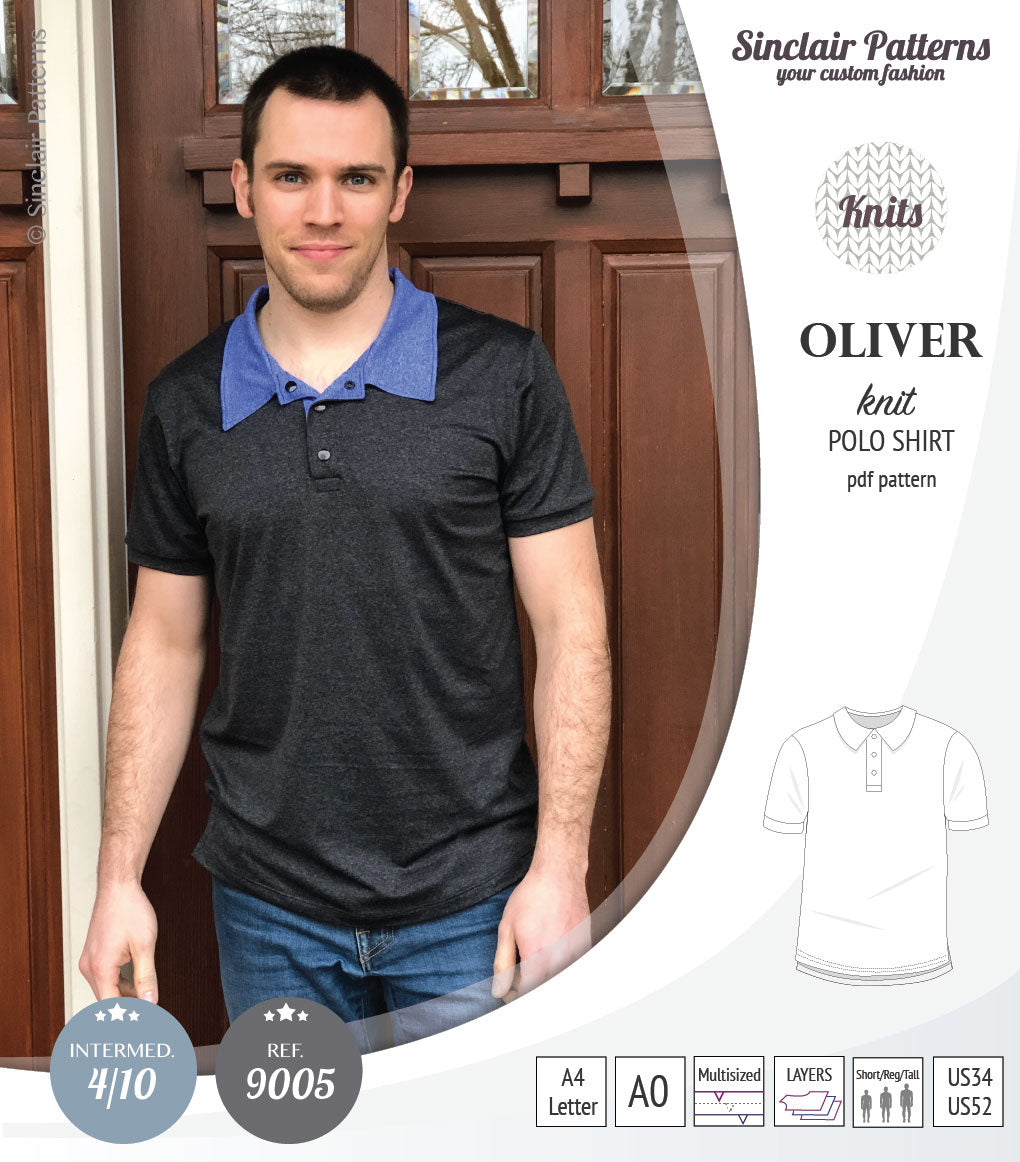 Oliver classic knit polo shirt for men (PDF) – Sinclair Patterns