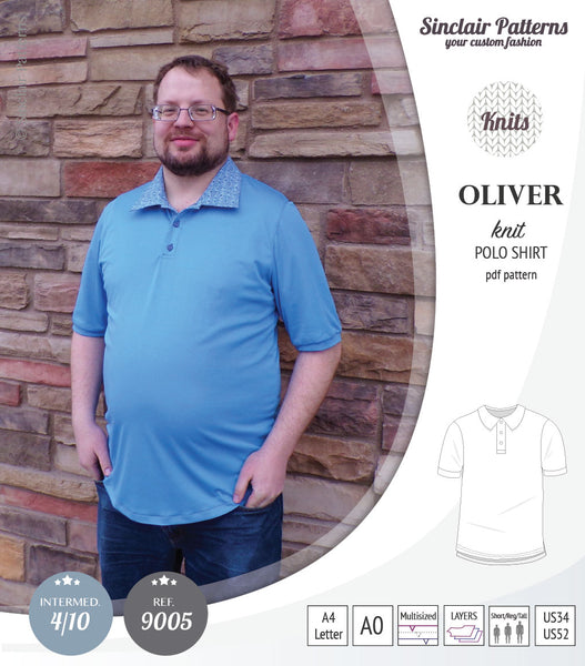 Oliver classic knit polo shirt (PDF) Patterns Sinclair - men for