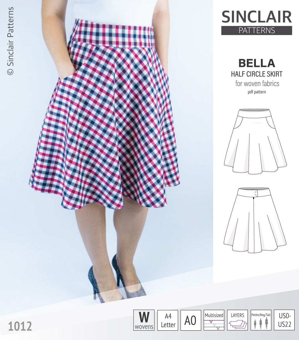 Bella half circle woven skirt with pockets PDF