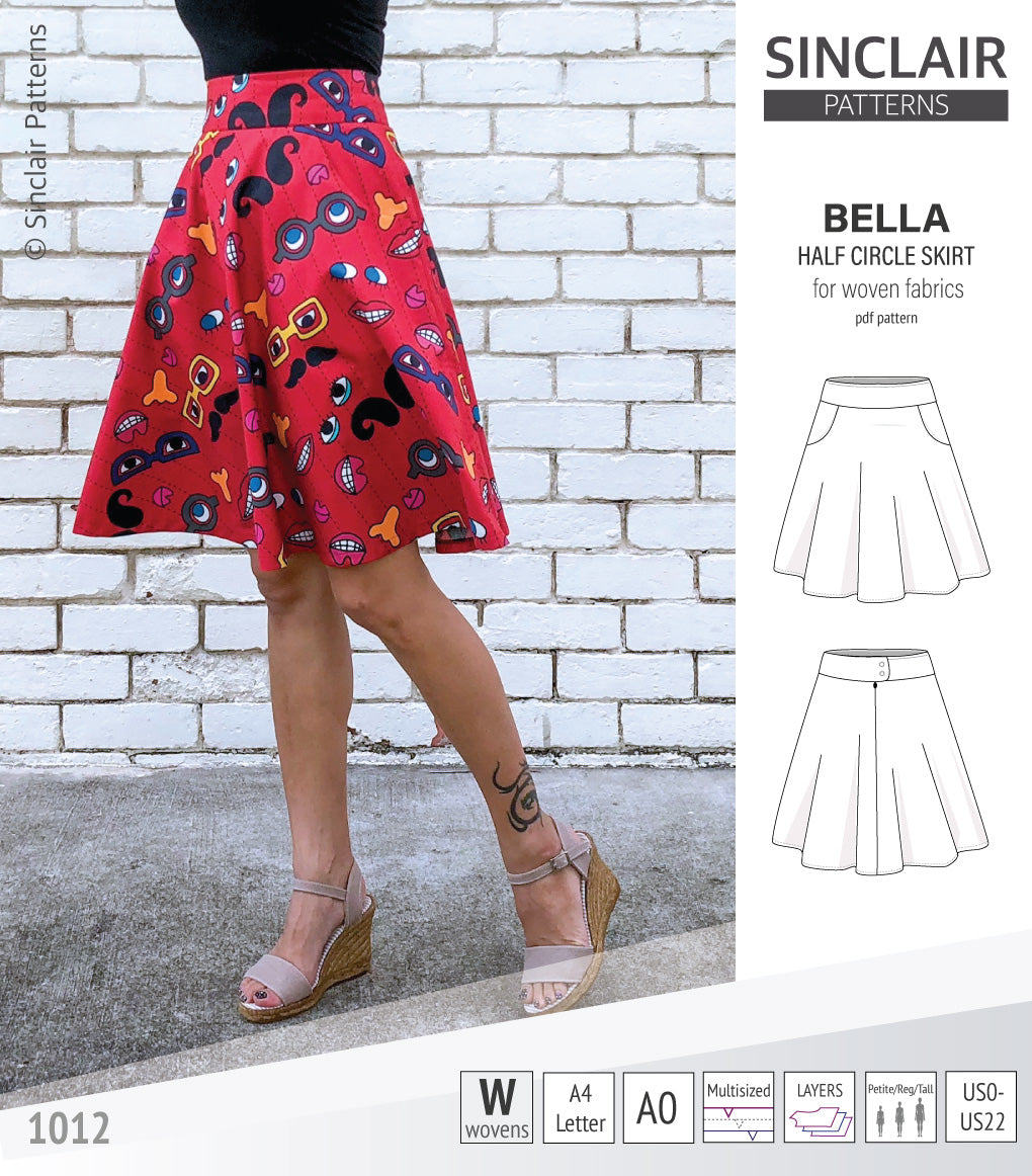 Bella half circle woven skirt with pockets PDF