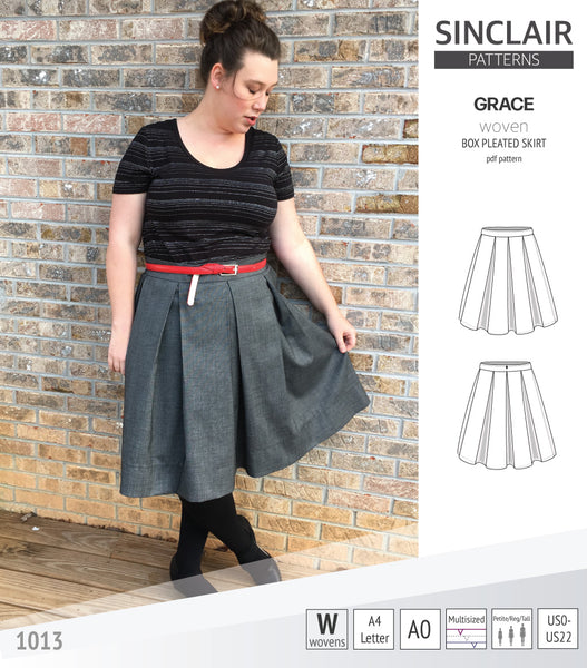 Grace box pleated lined woven skirt with pockets (PDF) - Sinclair Patterns