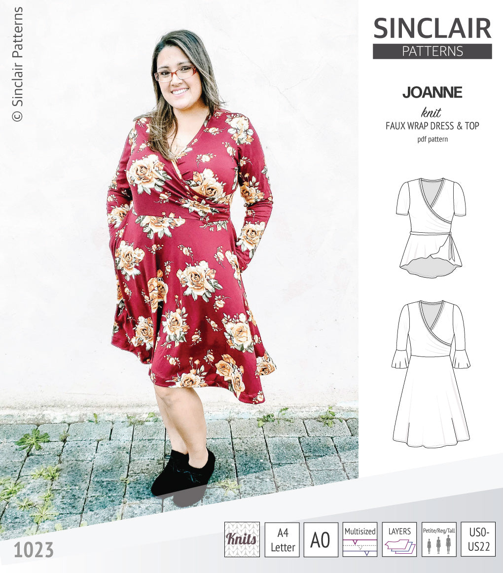 Joanne faux wrap knit dress with flared skirt (PDF) Joanne faux wrap knit dress with flared skirt (PDF)