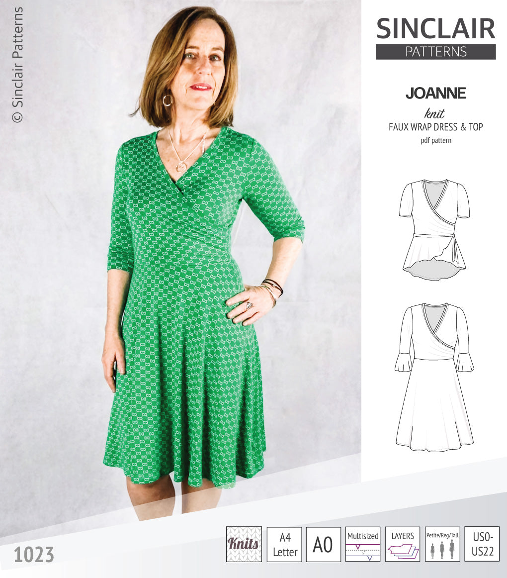 Joanne faux wrap knit dress with flared skirt (PDF) Joanne faux wrap knit dress with flared skirt (PDF)