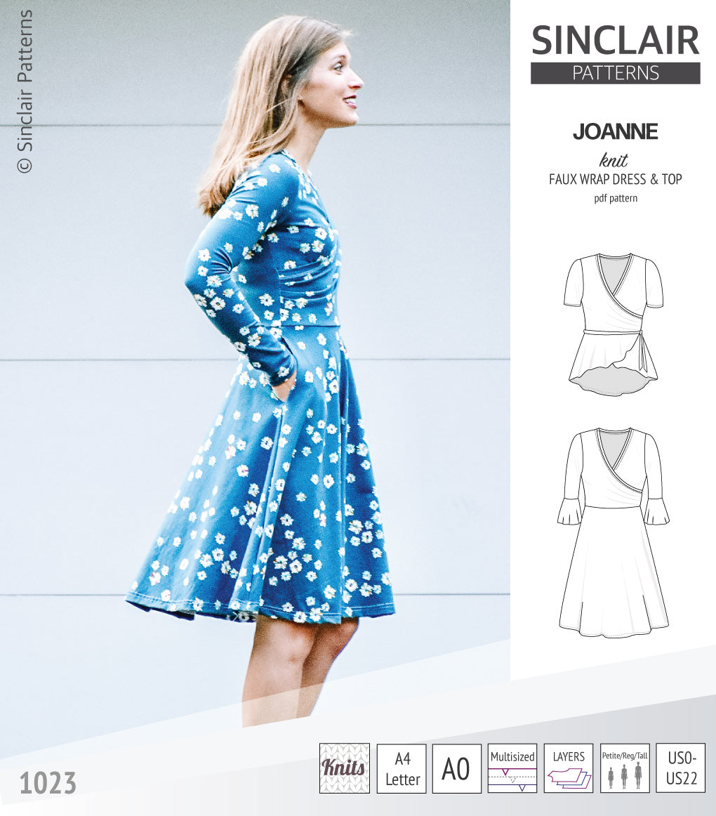 Joanne faux wrap knit dress with flared skirt (PDF) Joanne faux wrap knit dress with flared skirt (PDF)