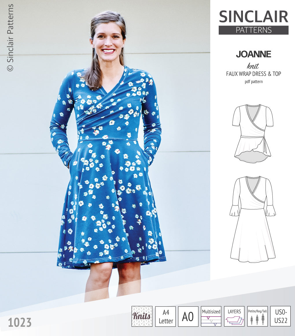 Joanne faux wrap knit dress with flared skirt (PDF) Joanne faux wrap knit dress with flared skirt (PDF)