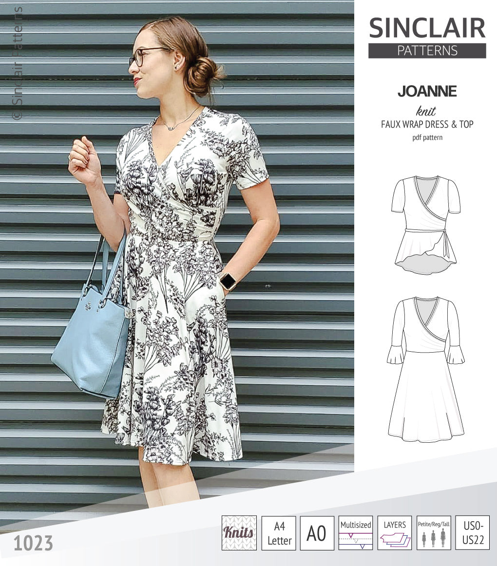 Joanne faux wrap knit dress with flared skirt (PDF) Joanne faux wrap knit dress with flared skirt (PDF)