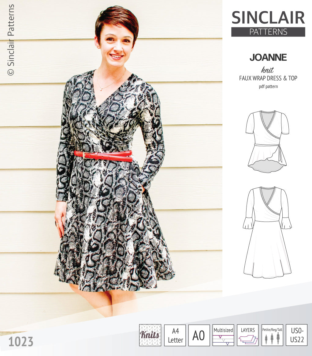 Joanne faux wrap knit dress with flared skirt (PDF) Joanne faux wrap knit dress with flared skirt (PDF)