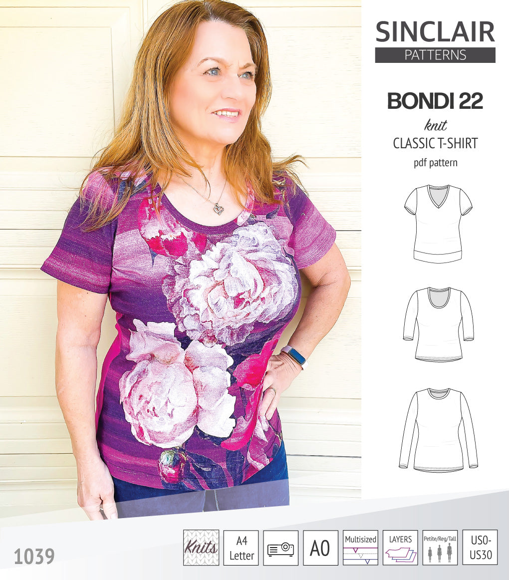 Pattern Bondi Design Bondi 22 knit classic fitted t-shirt (PDF) – Sinclair Patterns