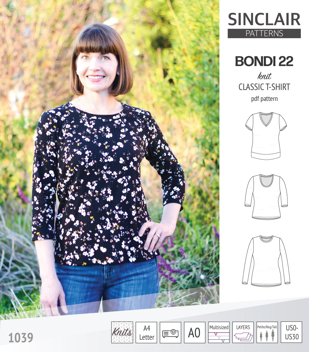 Pattern Bondi Design Bondi 22 knit classic fitted t-shirt (PDF) – Sinclair Patterns