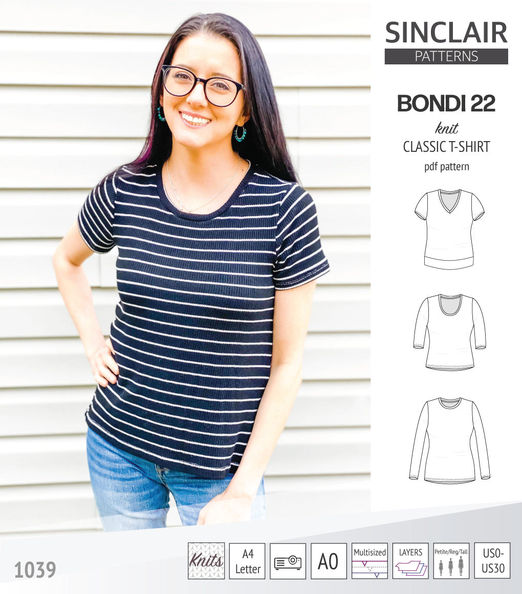 Pattern Bondi Design Bondi 22 knit classic fitted t-shirt (PDF) – Sinclair Patterns