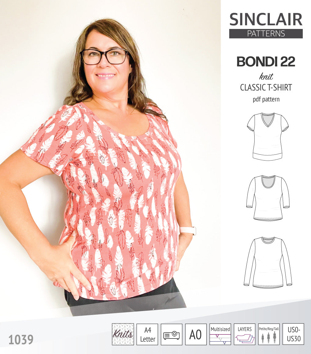 Pattern Bondi Design Bondi 22 knit classic fitted t-shirt (PDF) – Sinclair Patterns