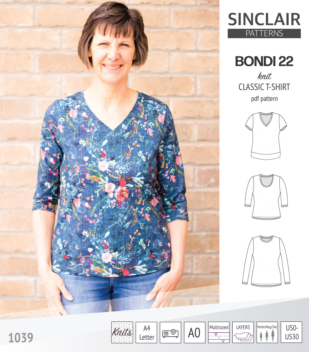 Pattern Bondi Design Bondi 22 knit classic fitted t-shirt (PDF) – Sinclair Patterns