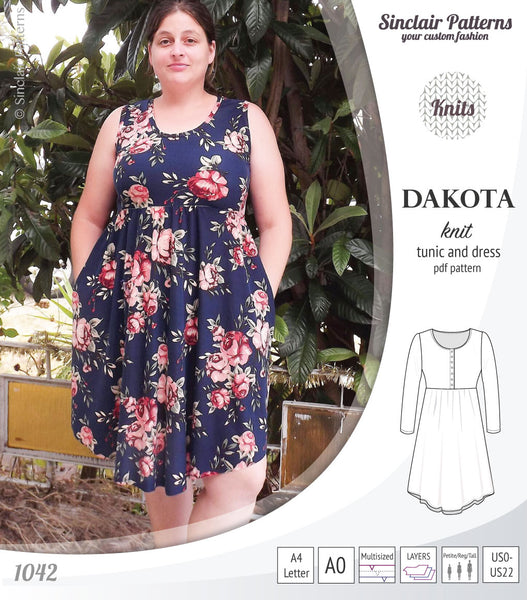 Dakota knit tunic or dress with a peplum and a placket (PDF) - Sinclair  Patterns