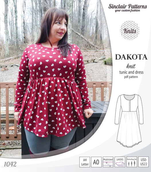 Dakota knit tunic or dress with a peplum and a placket (PDF) - Sinclair ...