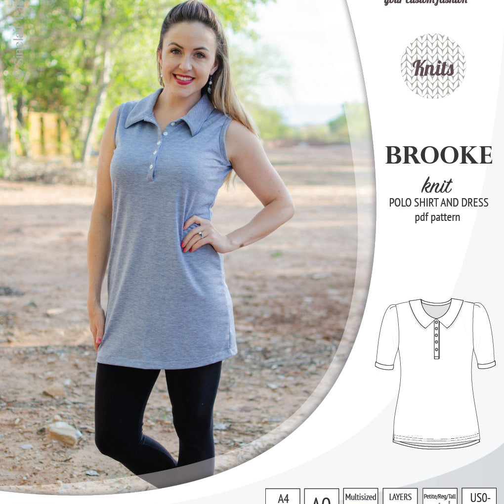 Pdf sewing pattern - Sinclair Patterns - S1066 Brooke knit polo shirt or shirt dress for women