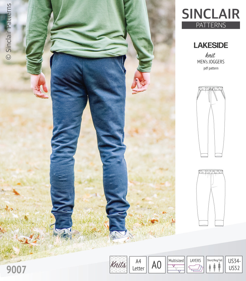 Pdf sewing pattern Lakeside knit joggers for men by Sinclair Patterns