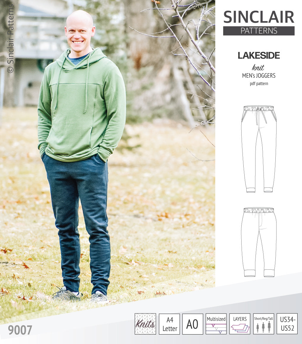 Pdf sewing pattern Lakeside knit joggers for men by Sinclair Patterns