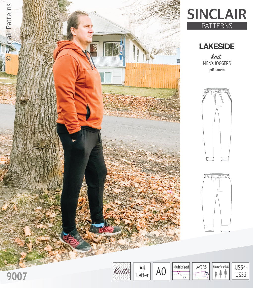 Pdf sewing pattern Lakeside knit joggers for men by Sinclair Patterns