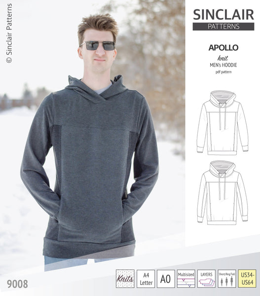 Apollo knit colorblocked hoodie for men (PDF) - Sinclair Patterns