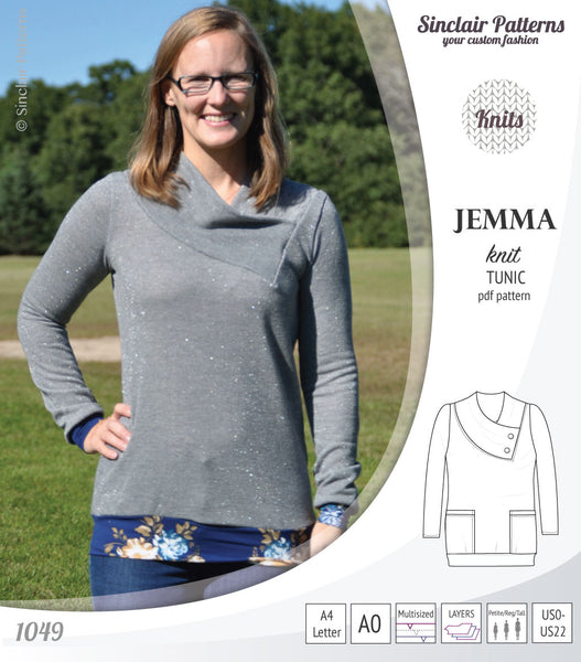 Jemma knit tunic with pockets (PDF) - Sinclair Patterns