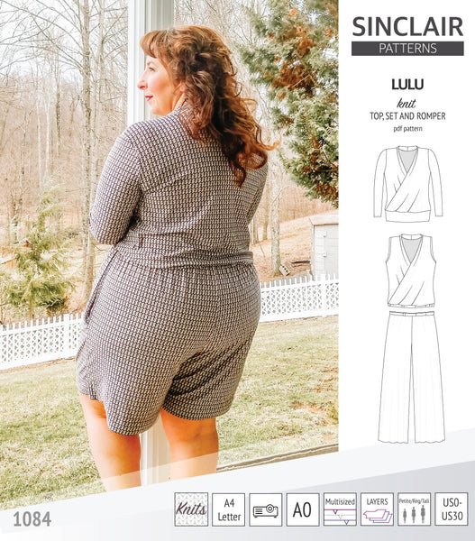 Lulu faux wrap knit top, set and romper (PDF)
